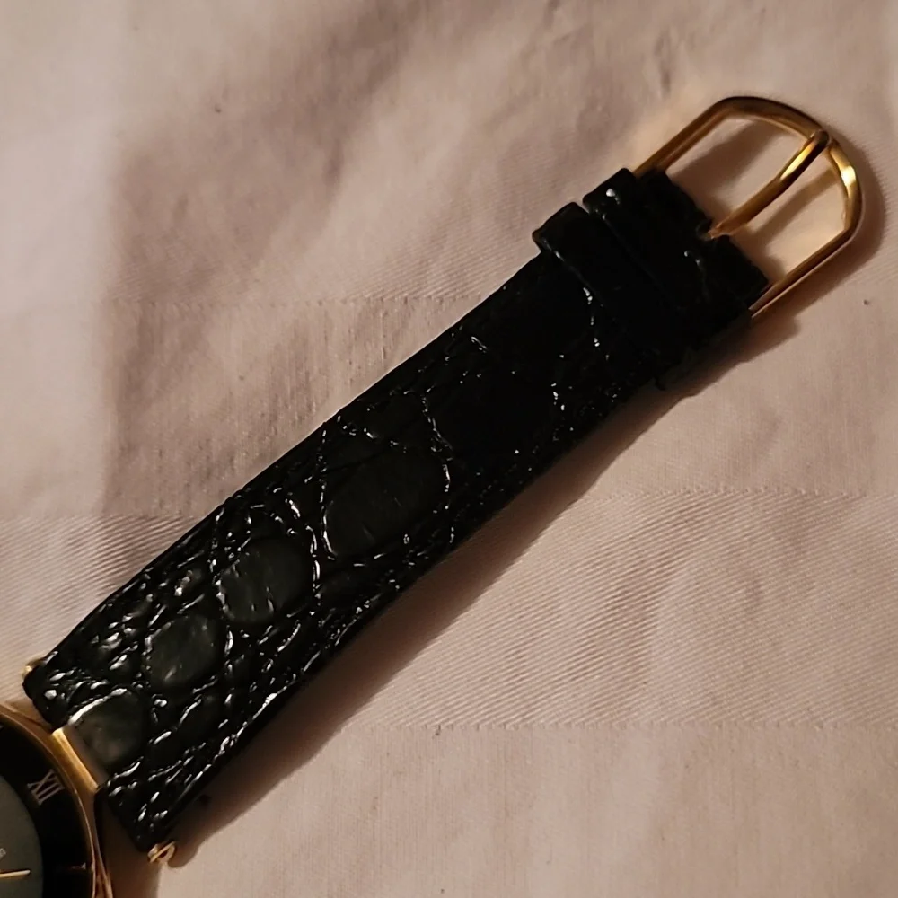 Noble De Paris 18kt Gold Plated Mens Watch‎ Date Embossed Leather Band Classy